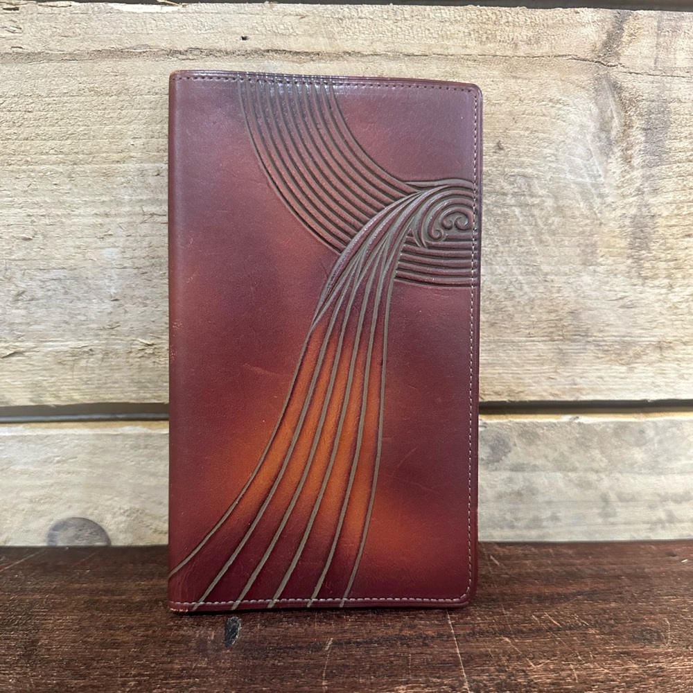 Brown Leather Wallet with Embossed Design